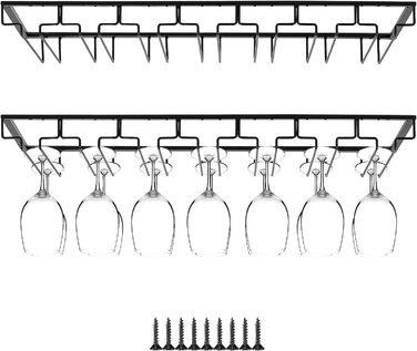 Підставка для вина QWORK® на 7 рядів, чорна - металева підставка для склянок під шафу, для барної кухні