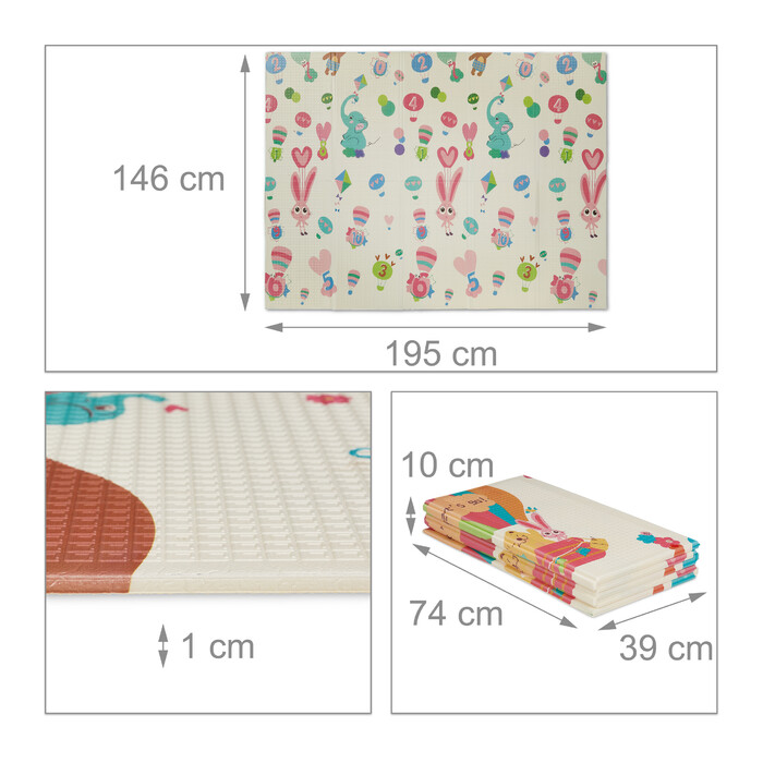 Relaxdays Foldable Play Mat with Animal Motifs