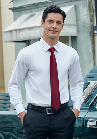 Чоловіча краватка та нагрудний хустинка HISDERN для весілля, бордово-білий, з запонками