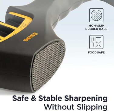 Deiss PRO 3-ступеневий точило для ножів кухонних та кишенькових - професійний точило для ножів шеф-кухаря, мисливських та керамічних - безпечне відновлення та полірування гострих лез (ORANGE)
