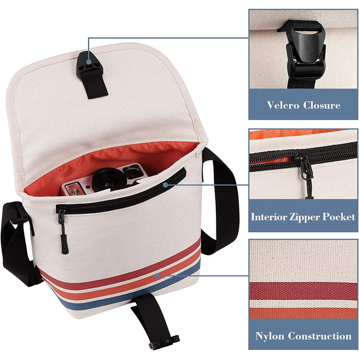 Чохол Fintie для камери Polaroid Now/Now+ Gen 2 I-Type, OneStep+/Onestep 2. Захисна сумка з парусини з регульованим ременем та внутрішньою кишенею, чорний колір