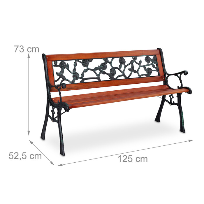 Relaxdays Garden Bench with Rose Pattern