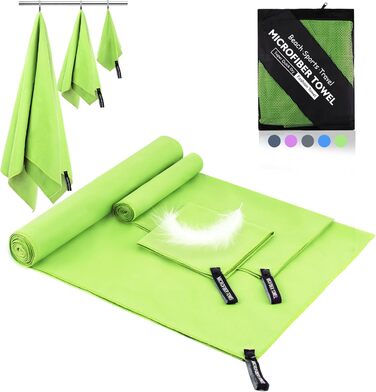 Набір рушників Neerow з мікрофібри (3 шт.): великий (152x76 см), середній (80x40 см), маленький (30x30 см), світло-зелений