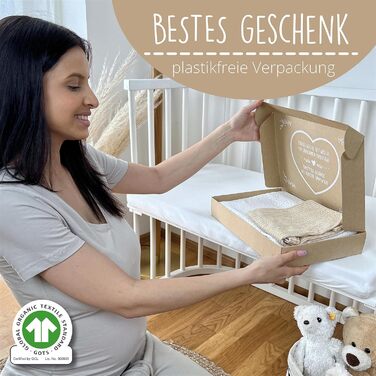 Набір постільної білизни для немовлят з органічної бавовни GOTS (Oeko-Tex100), 100 x 135 см. Комплект постільної білизни для дитячого ліжечка: подушка та ковдра для хлопчиків та дівчаток (пісочний колір). Підходить для дитячих та ліжечок для малюків, розм