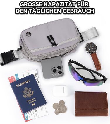 Гірчатка Mokze Bauchtasche 2L: стильна поясна сумка для чоловіків та жінок - водонепроникна, для бігу, велоспорту, подорожей, Marineblau (Grey)