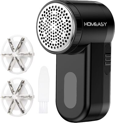 Електричний видальник ворсу HOMEASY BL500: 6-лезове лезо, 2 швидкості, 3 запасні леза, портативний чорний видальник ворсу для одягу