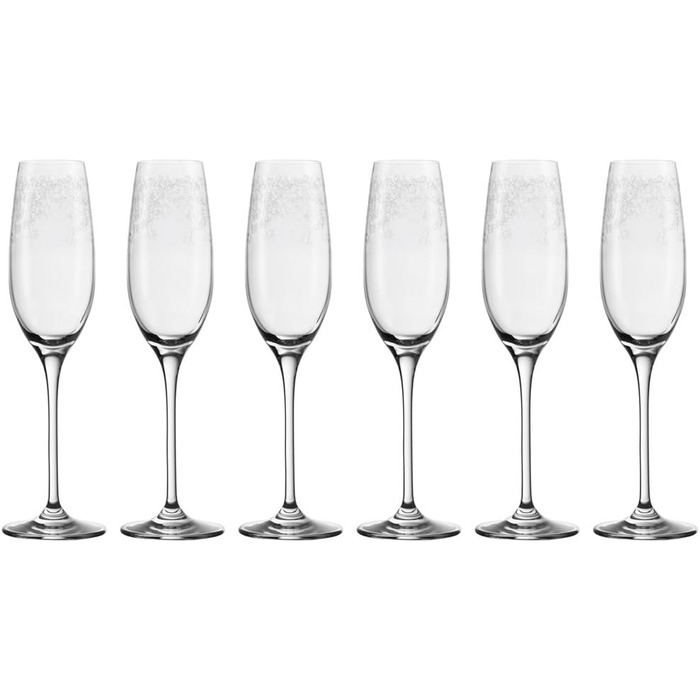 Leonardo Chateau Sparkling Wine Glasses, Set of 6, Dishwasher-Safe Prosecco Glasses, Sparkling Wine Goblet with Drawn Stem, Engraved Sparkling Wine Glass, 200 ml, 035302