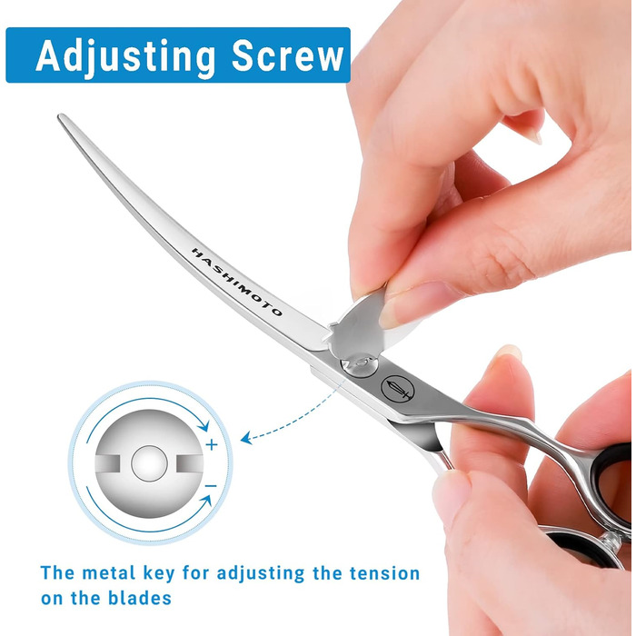 Hashimoto Dog Grooming Shears - 6.5 Inch Curved Pet Grooming Scissors for Face & Paws