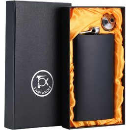 Фляга TANEAXON 12 oz (330 мл) з воронкою та коробкою, нержавіюча сталь, чорна, витокозахисна