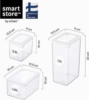 Набір контейнерів для зберігання SmartStore 5 шт. герметичні - пластикові контейнери з кришками, без BPA, для посудомийної машини - штабельовані, для кухні 0.8л (2шт), 1.6л (2шт), 1.65л