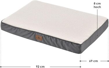 Ортопедичне ліжко для собак Juskys Milow, 76x51 см, знімний чохол, для маленьких собак, сірий, 69x92x8 см, бежеве