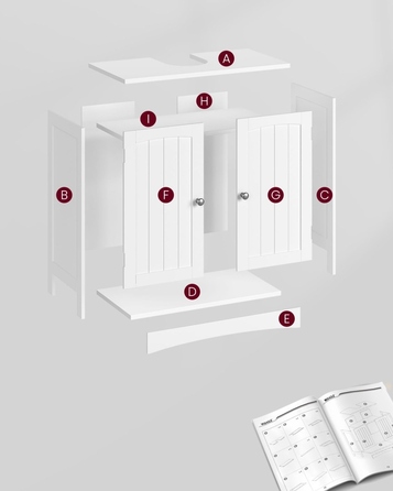 Підвісна тумба під умивальник у ванну кімнату, біла, сучасний стиль LOFT, 60 см