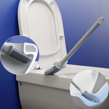 Силіконова щітка для унітазу Klobürste сірого кольору з кріпленням на стіну без свердління, швидковисихаючий тримач, настінний комплект