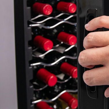 Cecotec Bolero Grandsommelier 34030 Stainless Steel Wine Refrigerator - 80L Compressor Cooler with Adjustable Temperature (5-18°C), Touch Control, LED Interior (34 Bottles, Black)