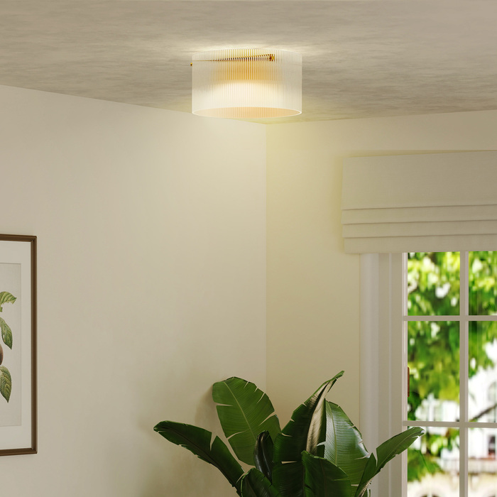 HOMCOM Ceiling Light, Ceiling Fixture with E27 Socket, Round Ceiling Lighting for Bedroom Living Room Ø32 x 16.5 cm, Bulb Not Included Transparent | Aosom