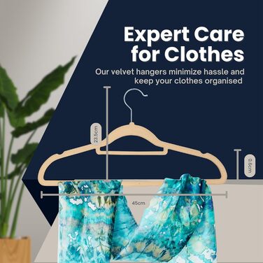 Набір велюрових вішалок для одягу, 50 шт. з органайзером для краваток, обертаються, бежевий колір