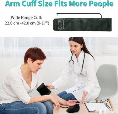 Тонометр EUROPAPA на плече для дому, вимірювання пульсу та артеріального тиску, велика манжета (22-42 см), 2 * 60 пам'ять, для 2 користувачів (чорний)