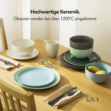 KIVY Cereal Bowl Set - 6 x 850ml - Large Bowls, Soups & Porridge - Soup Bowls - Bowls - Cereal Bowls - Soup Bowls - Bowl Set - Cereal Bowl Ceramic (Cream White, Bowls)