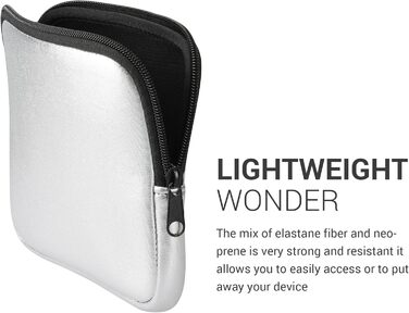 Чохол для eReader kwmobile - Неопренова сумка-чохол, захисний чохол - 17 x 12 x 2 см, внутрішні розміри 6' eReader (6,8-7' eReader, сріблястий)