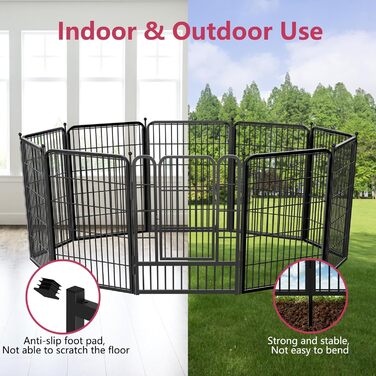 Металевий вольєр для собак на 10 панелей, 81,3 см, для собак різних розмірів, вольєр для собак, переносний забіг, вольєр для цуценят, з дверцятами, 69,8 см x 81,3 см