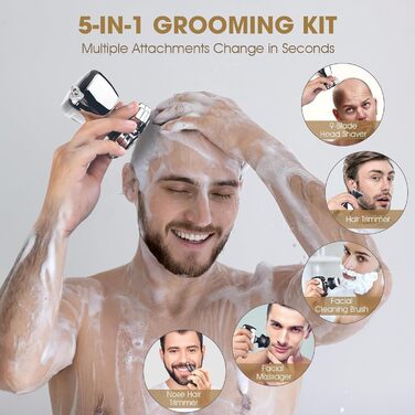 Електричний голчастий триммер Telfun для чоловіків з лисіючою головою, All-in-1 з бездротовою зарядкою, вологостійкий