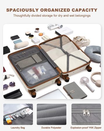 Набір валіз Sea Choice 5 в 1 з ABS-пластику: Trolley, велика місткість, 4 колеса, TSA-замок, 1 сумка, 1 косметичка, колір: Matcha Grün