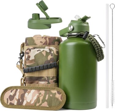 Kalawen Stainless Steel Water Bottle 2.2L Sports Bottle Fitness Water Bottle Leak-Proof Keeps 48h Thermo and 24h Cold Water Bottle Sports BPA Free Water Bottle Outdoor Carbonated Suitable