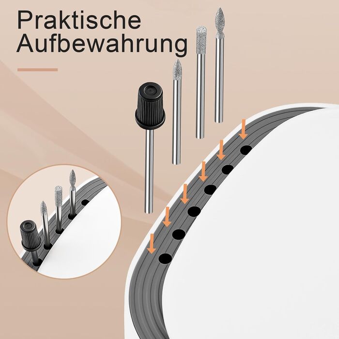 Електричний фрезер для нігтів Nagelfräser 35000 об/хв з LED дисплеєм, 35W, для манікюру та педикюру, білий