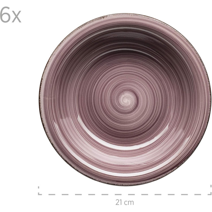 MÄSER Bel Tempo II, 30-piece Vintage Dinnerware Set for 6 People, Hand-Painted Ceramic Combination Service, Stoneware, Berry