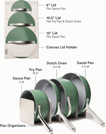 Набір посуду з антипригарним покриттям Caraway (12 предметів): каструлі, сковороди, без PTFE та PFOA, для всіх плит, сумісний з духовкою