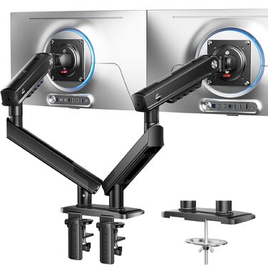 Кронштейн для двох моніторів HUANUO FlowLift Pro MechaSpring, 13–32 дюйми, до 9 кг, VESA 75/100 мм, регулювання нахилу, повороту та обертання, для геймінгу та офісу