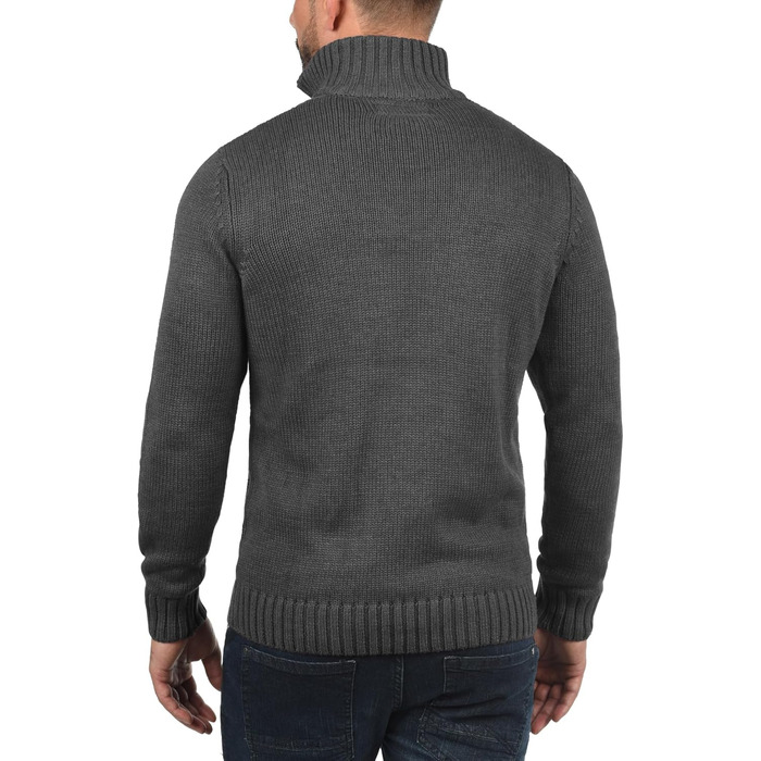 Чоловічий кардиган Soid SDPou з грубого трикотажу з бавовняної суміші, з коміром-стійкою, Regular fit, Back (9000), XXL, Темно-сірий меланж (8288)