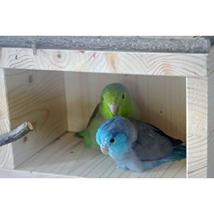 Vogelgaleria® Sweet Birdhouse, Wooden Sleep House for Bird Cages or Aviaries | Loved as a Sleeping Place and Shelter for Budgies, Cockatiels, and Lovebirds | Bird Cage Accessories Birdhouse