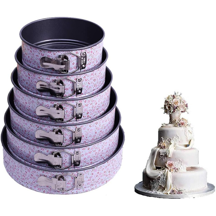 Набір форм для випічки з антипригарним покриттям, 7 розмірів, з нержавіючої сталі, для чізкейків, знімний дно, з кліпсами