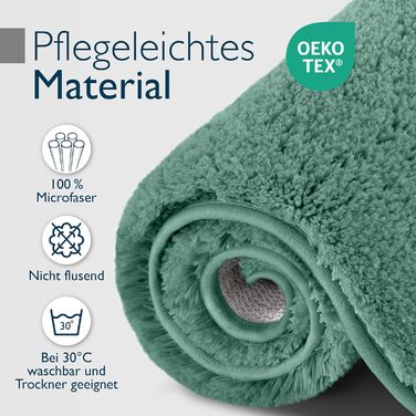 Beautissu Non-Slip Bath Mat - 120x70 cm - Plush Shaggy Bathroom Rug - Washable, Soft & Absorbent - Grey Bath Mat for Shower & Bathtub