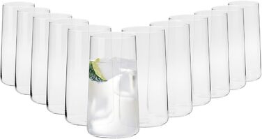 Krosno Water Glasses Highball Glasses Drinking Glasses | Set of 12 | 540 ML | Avant-Garde Collection | Perfect for home, restaurants, and parties | Dishwasher safe