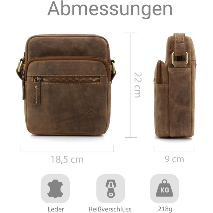 Чоловіча сумка через плече JOREY з натуральної шкіри, Camel (для бізнесу, роботи, подорожей)