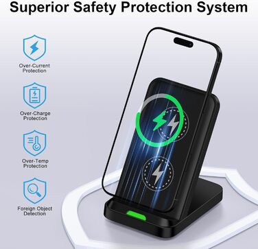 Бездротовий зарядний пристрій 15W: сумісний з Google Pixel, Samsung Galaxy, iPhone. Підставка для швидкої зарядки (V027)