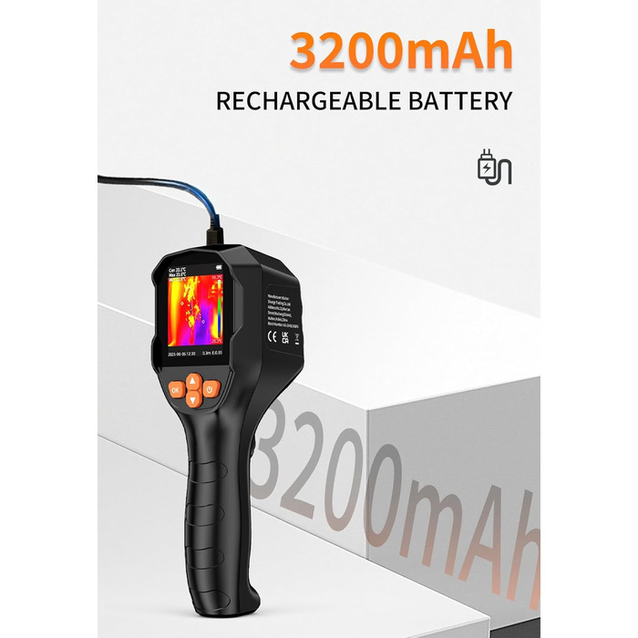 Тепловізор SuperIR 240x240: Тепловізійна камера з інфрачервоним термометром та видимим зображенням, 25 Гц, -18°C до 550°C