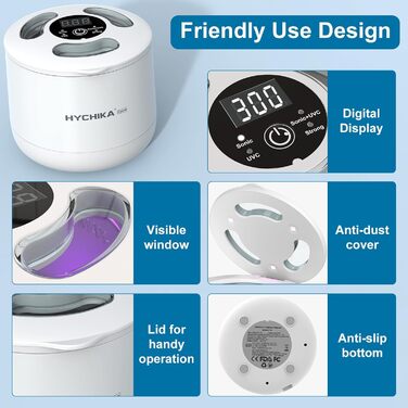 Ультразвуковий очищувач для кап, з УФ-стерилізацією 45 кГц, 4 режими - для кап, брекетів, елайнерів (білий)