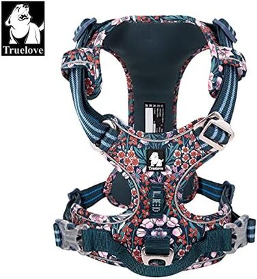 Шлейка для собак WINHYEPET Truelove No-Pull, бавовняна, дихаюча, світловідбиваюча, регульована, для бігу та прогулянок, підходить для котів та собак середніх розмірів (XL, Navy Blazer)