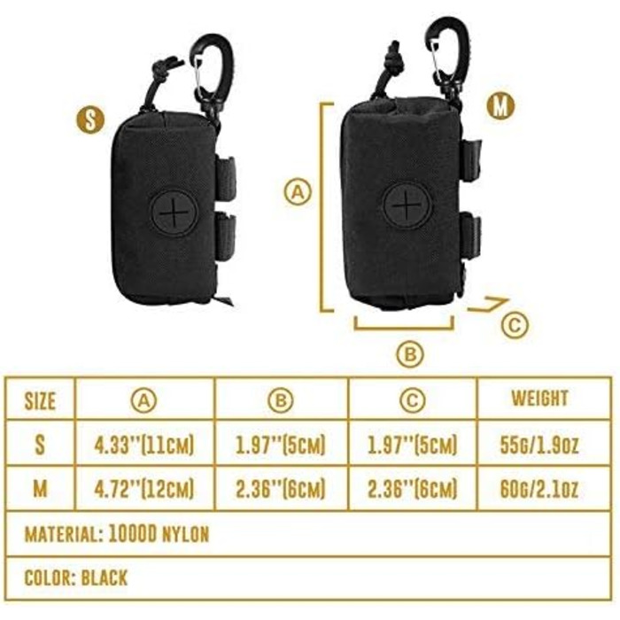 Диспенсер для собачих пакетів OneTigris з MOLLE системою та карабіном, для прогулянок, бігу, походів, тактичний, чорний (колір: коричневий, розмір: маленький)