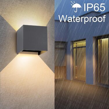 LED настінний світильник FUPE 15W для внутрішнього та зовнішнього використання. Регульований кут світла, 3 кольори, IP65, вологостійкий, алюміній, квадратний, чорний. Комплект 1