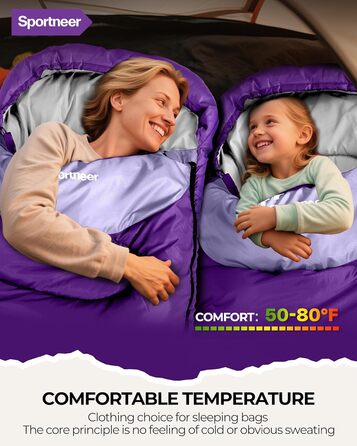 Сплячий мішок Sportneer для кемпінгу: 3-4 сезонний, легкий, компактний, для дорослих
