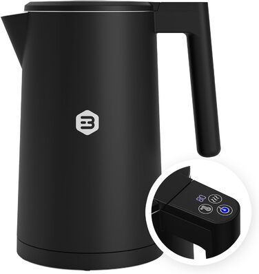Balter Stainless Steel Kettle with Temperature Setting, 40°C-100°C, Double-Walled, BPA-Free, 1.7L, Black, WK-5-Touch
