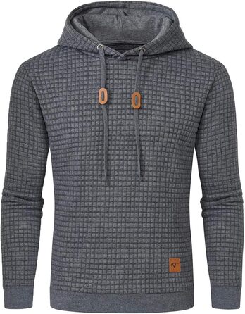 Чоловічий світшот Tansozer Basic з капюшоном, довгі рукави, в клітинку, темно-сірий