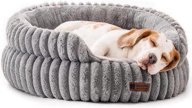 М'яке кругле ліжко для котів та собак MWOOFUN, сірий колір, розмір L, зручне та миється