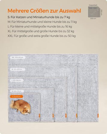 Водонепроникний килимок для собак Feandrea з довгого плюшу, 127 x 102 см, Sherpa-тканина, двосторонній, для собак та котів, сірий Ombré