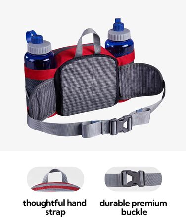 Водонепроникна поясна сумка Waterfly з тримачем для пляшки, регульованим ременем, кишенею для телефону та для прогулянок з собакою, для туризму, подорожей та кемпінгу (червона)