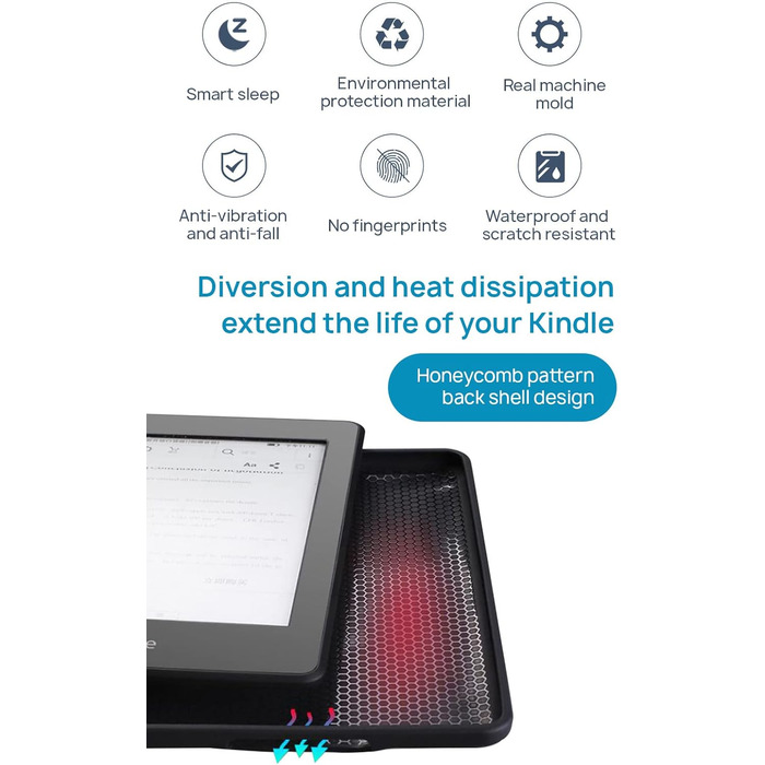 Чохол для Kindle 6 дюймів (2022 та 2024) ERUNTO: TPU з текстурою тканини, ремінь, магнітна кришка, Smart Wake/Sleep, вітрильник